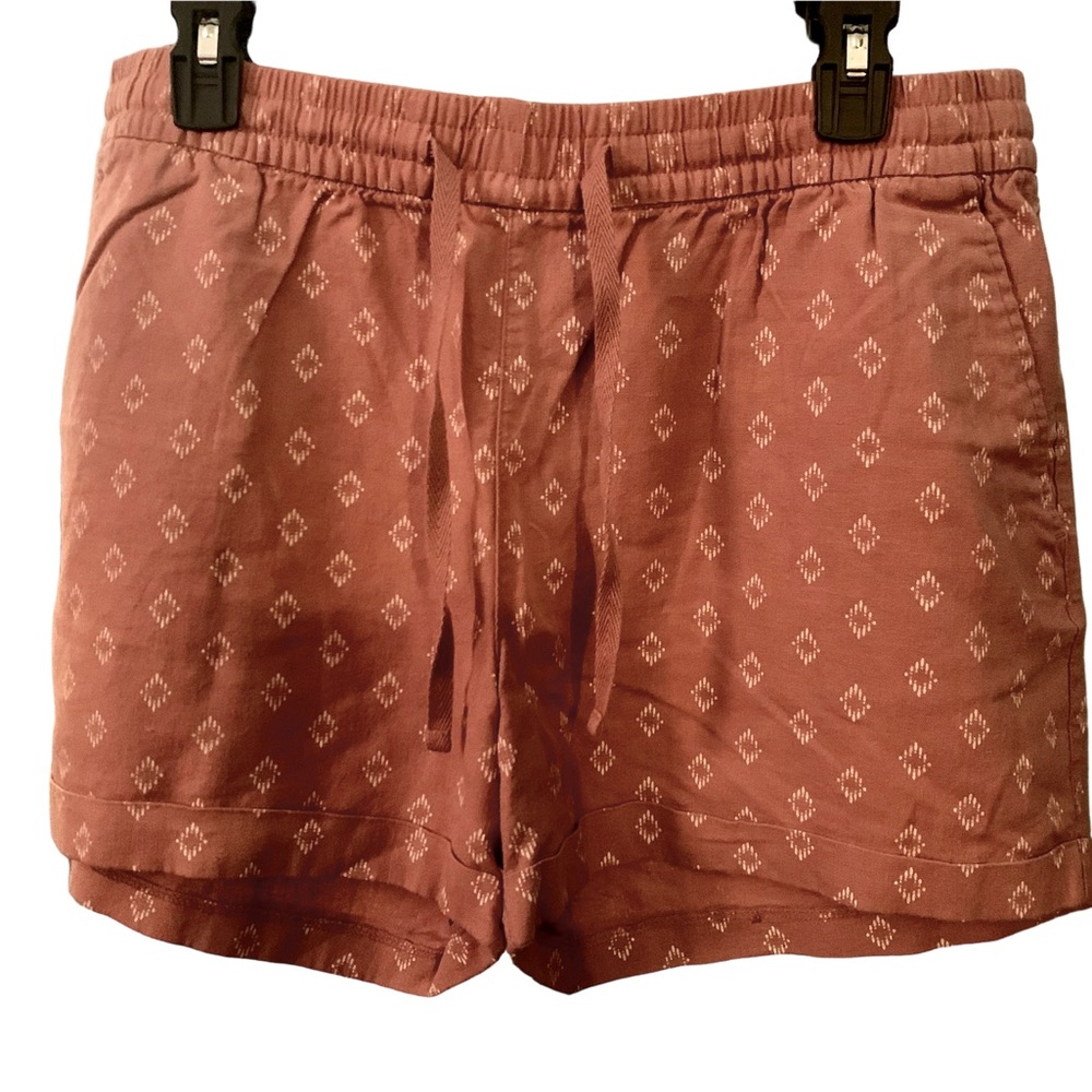 Geometric print linen blend shorts